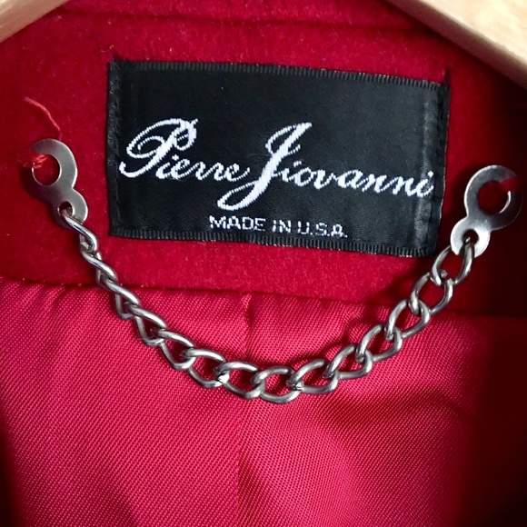 {Vintage} 100% Red Wool Long Double Breasted Coat - Picture 7 of 8